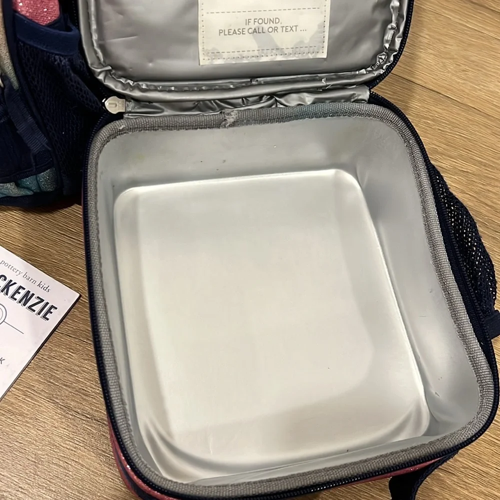 Pottery Barn Mackenzie Sparkle Backpack and Lunchbox
